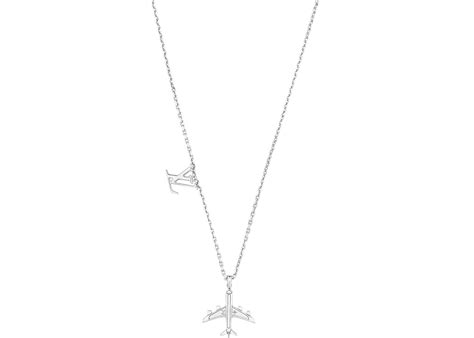 Louis Vuitton LV Plane Necklace Monogram Flower Silver 